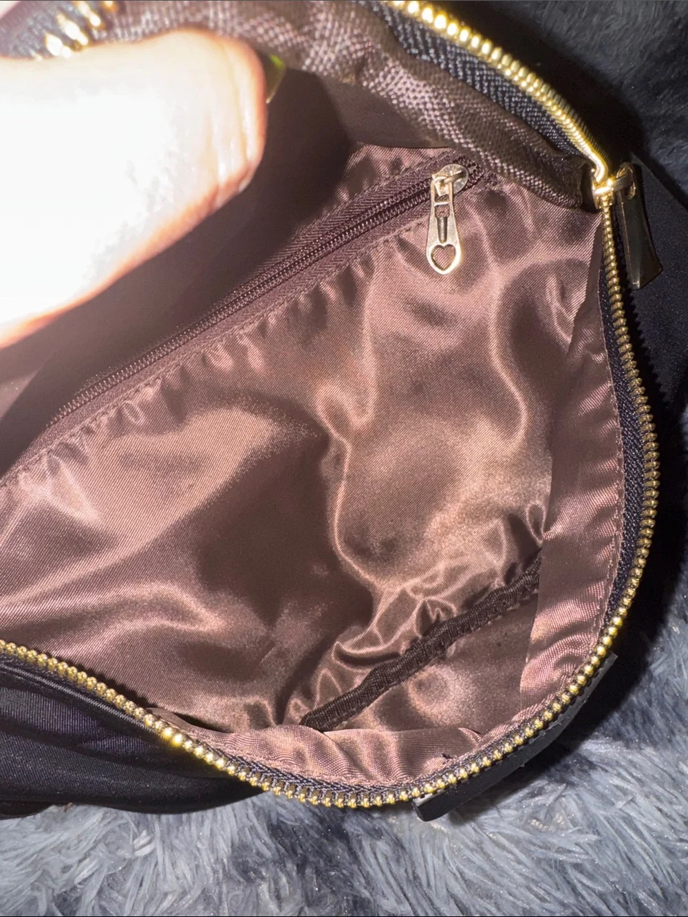 Black Crossbody Belt Bag with Gold Hardware